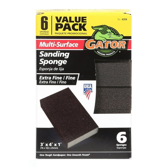 Gator 3x4x1 in. Extra Fine/Fine Aluminum Oxide Sanding Sponge