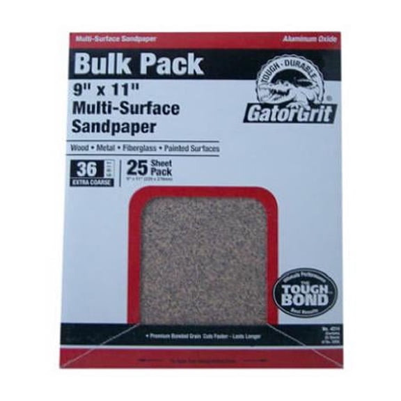 Gator 9x11 in. Aluminum Oxide Sanding Sheets, 100 Grit, 25 Sheets