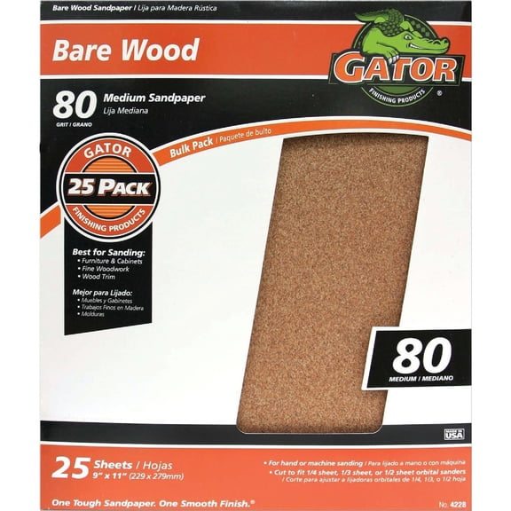 Ali Industries 4228 25-Count 9 x 11-Inch 80-Grit Garnet Sandpaper