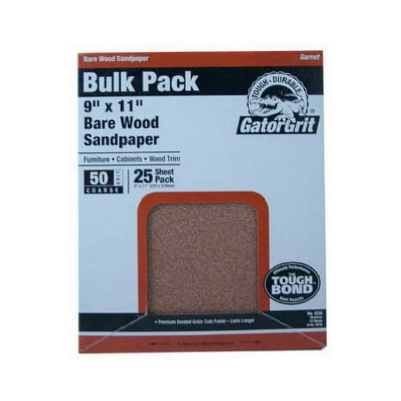 Gator 9x11 in. Aluminum Oxide Sanding Sheets, 50 Grit, 25 Sheets