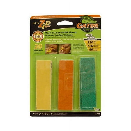 Gator 1x3.5 in. Micro Zip Hook & Loop Sander Refill Pack, 30 Sheets