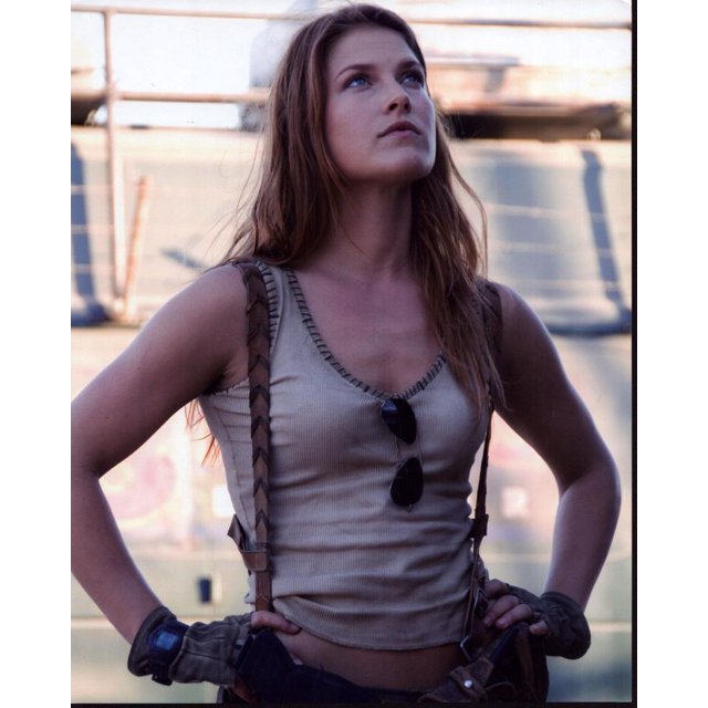 Ali Larter In Tank Top And Suspenders On Set Of Resident Evil ...