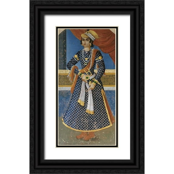 Ali, Mihr 18x32 Black Ornate Wood Framed with Double Matting Museum Art Print Titled - Portrait of Farrukh-Siyar