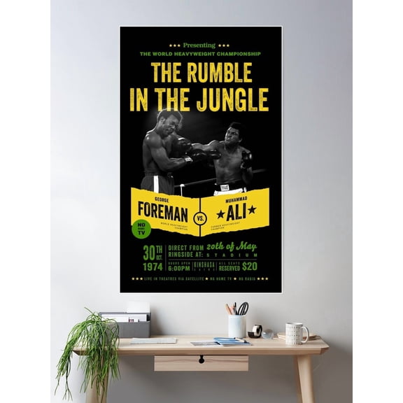 Ali Vs Foreman Rumble In The Jungle Poster Wall Art, Modern Wall Decor For Living Room Bedroom, 16x24 UNFRAMED