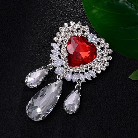 AliExpress Hot-Selling Red Vintage Heart Earrings for Women No Piercing Required Luxurious and Dramatic Rhinestone Teardrop Drop Earrings
