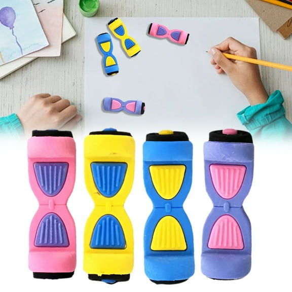 Alialene 1Pcs Cute Balance Car Shaped Erasers, Creative Detachable Cartoon Pencil Eraser, Novelty Educational Stationery, office Supplies, Classroom Must Haves, Random Color