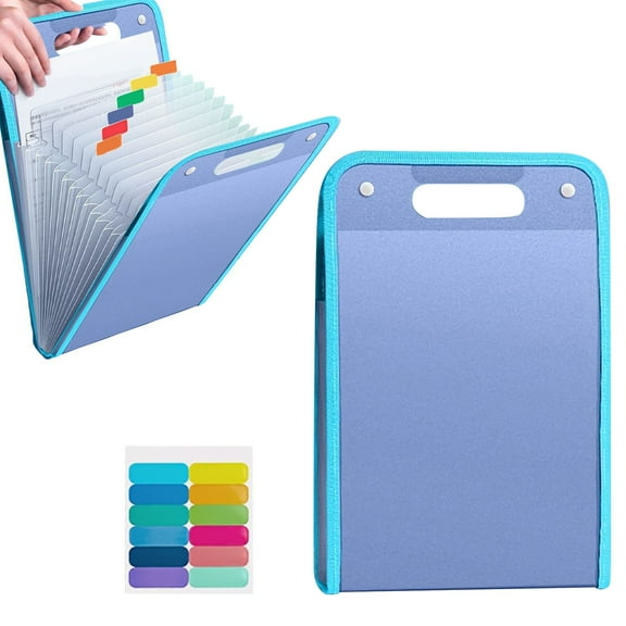 Alialene File Folders File Organizer Multi-Layer Portable Folder Blue, A, a Portable Bag with 13 Compartments Made of Thickened Translucent Pp Material for Storing Stǔdənt Test Papers and Data Files