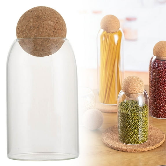 Alialene Glass Jars with Cork Lids Coffee Tea Sugar Canisters High Borosilicate Stylish Cork Glass Jar for Dry Storage Kitchen Organisation 1000ml