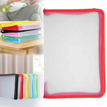 Alialene dry erase pockets clear pouch Zipper File Bag Home Plastic Document Bag Zipper Wallet Folders Zipper Document Holder for School Travel Red