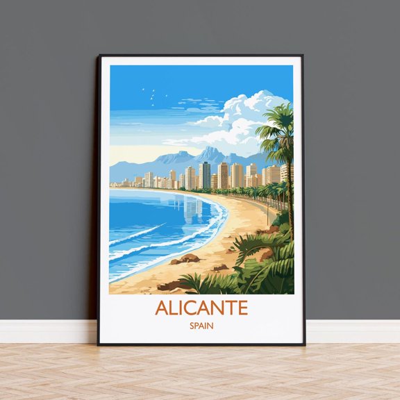 Alicante Spain Coast Travel Gift Wall Art Decor Unframed Paper Print