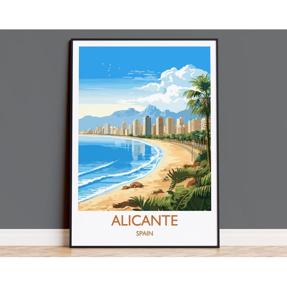 Alicante Travel Print Wall Art, Travel Poster of Alicante, Spain, Alicante Art Gift, Spanish Coast Art, 8x12 UNFRAMED