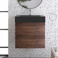 thumbnail image 1 of Alice 24" Wall Mounted Floating Bathroom Vanity in Walnut with Black Basin, 1 of 10