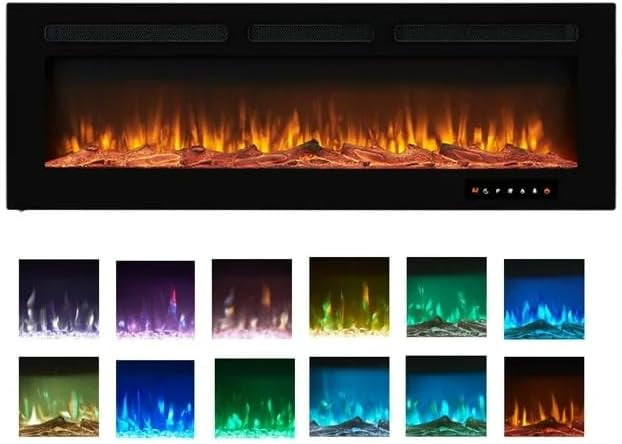 Alice 30" Black Wall Mounted Electric Fireplace with LED Display