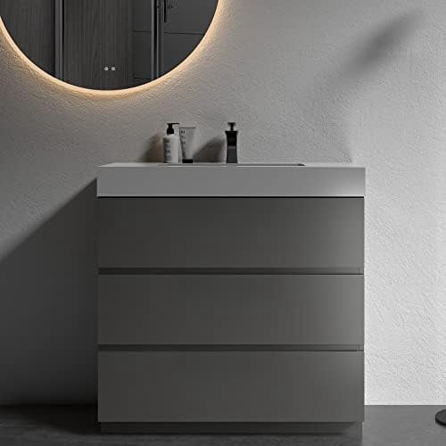 Alice 36 Inch Bathroom Vanity with Sink with Overflow, Large Storage ...