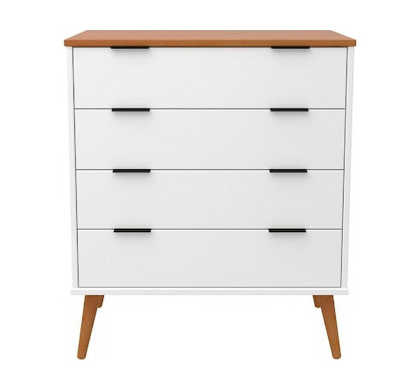 Alice 4 Drawers chest White/Caramel Solid Wood