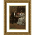 thumbnail image 1 of Alice Barber Stephens 14x18 Gold Ornate Wood Frame and Double Matted Museum Art Print Titled - Seated Couple Having Tea (1898), 1 of 4