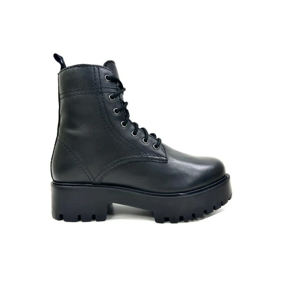 Alice Black Heeled Combat Boot