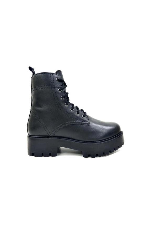 Alice Black Heeled Combat Boot
