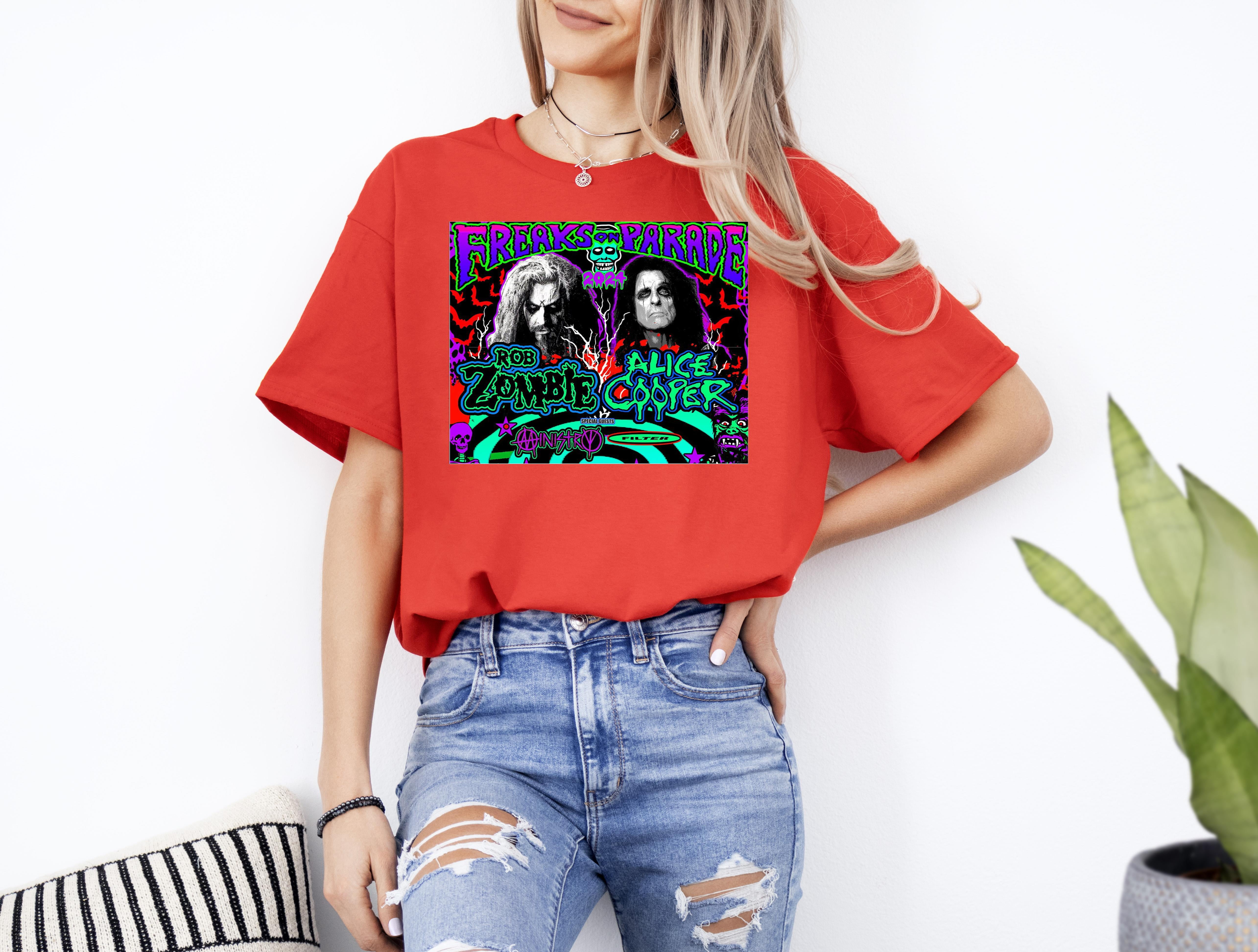Alice Cooper And Rob Zombie For The Freaks On Parade 2024 Uniex T Shirt