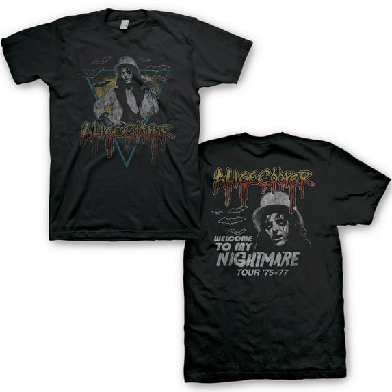 Alice Cooper Men's Triangle Bats Logo T-Shirt Small | Officially Licensed Merchandise