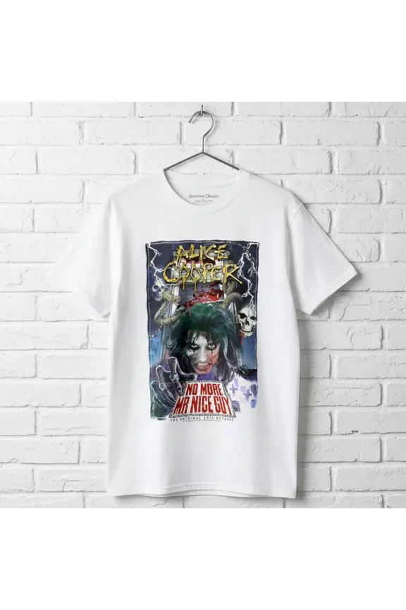 Alice Cooper No More Mr Nice Guy Men's T-Shirt (White, AdultL)