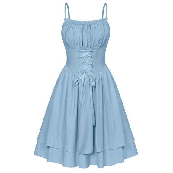 Alice Costume Dress for Women Vintage Gothic Cosplay Halloween Outfit Fairy Tale Princess Sleeveless Dresses