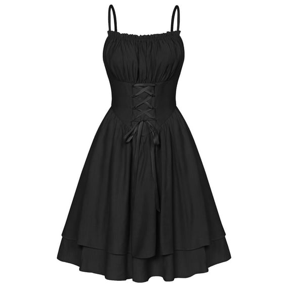 Alice Costume Dress for Women Vintage Gothic Cosplay Halloween Outfit Fairy Tale Princess Sleeveless Dresses