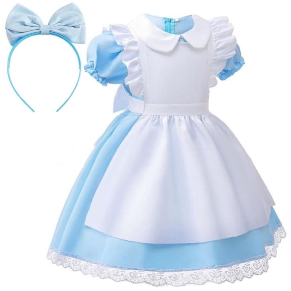 Alice Costume Kids Girls Princess Dress up Birthday Outfits Halloween Pretend Play Dresses Blue Peter Pan Collar Set 3-12 Years