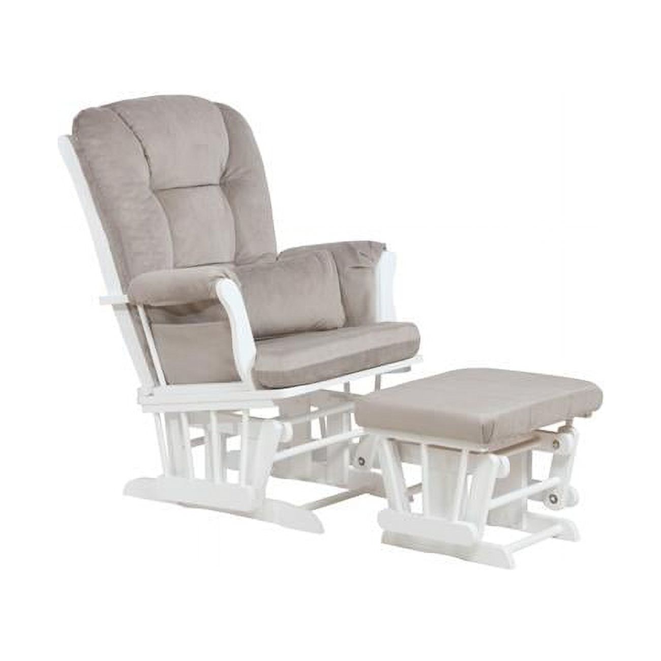 Alice Glider Chair & Ottoman with Pillow, White