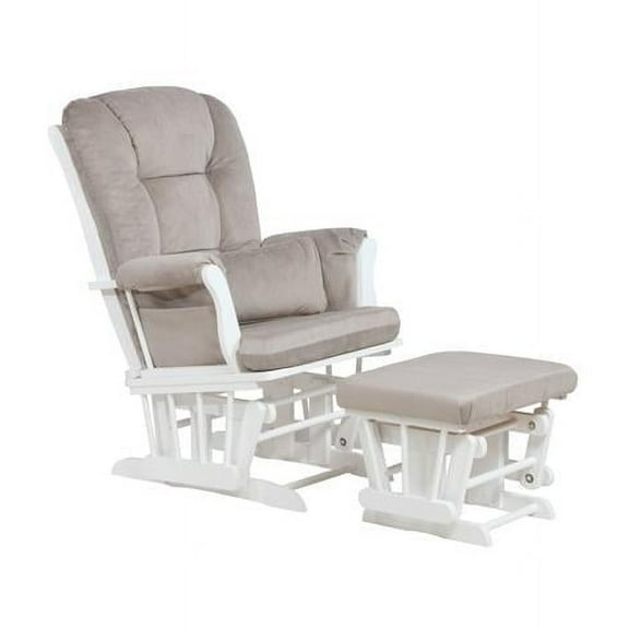 Alice Glider Chair & Ottoman with Pillow, White