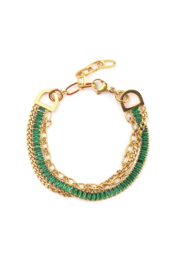 Alice Green Baguette Chain Bracelet