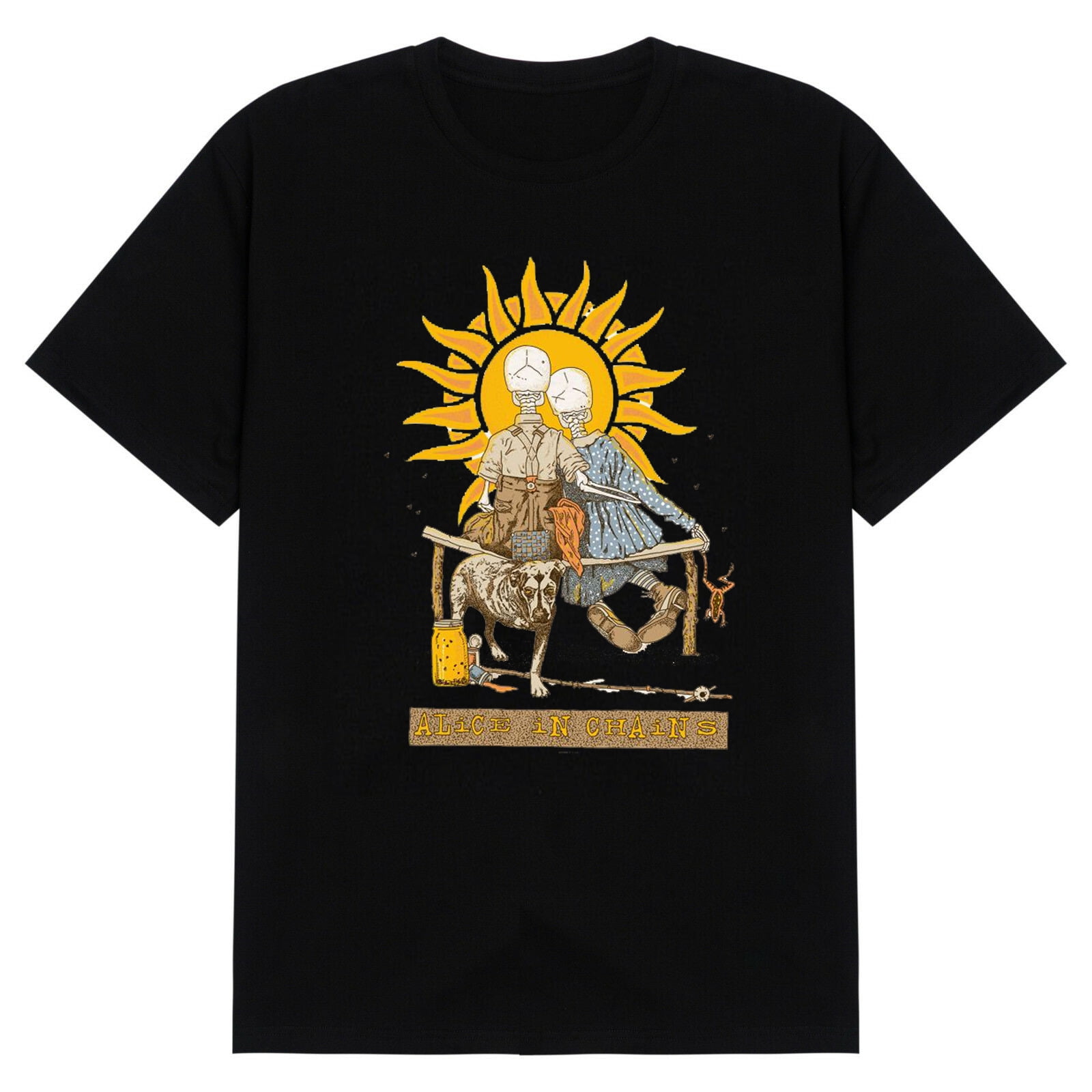 Alice In Chains Band Men T shirt Women Black Short Sleeve All Size S To