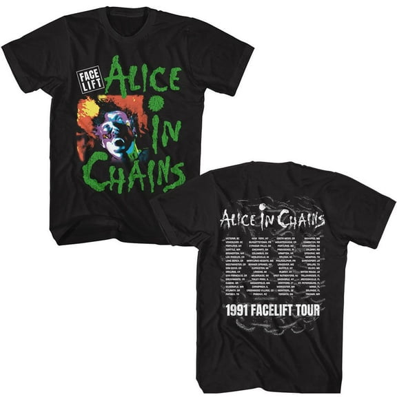 Alice in Chains Facelift Tour 1991 Men's T Shirt (Black, AdultL)