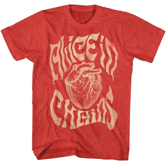 Alice In Chains Heart Red Heather Adult T-Shirt Xl