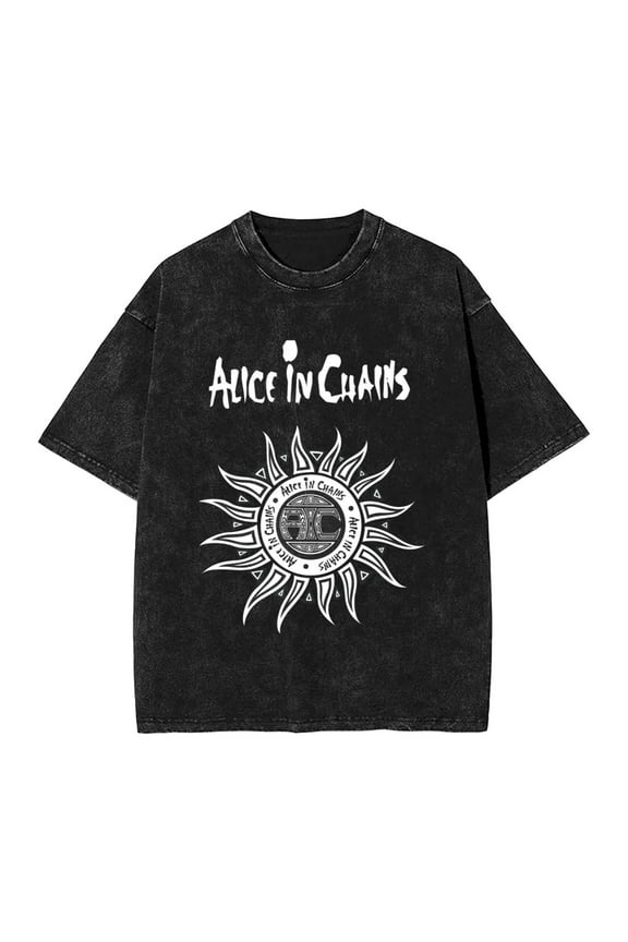 Alice In Chains Men'S Vintage Oversized Short Sleeve Casual T Shirts Loose Tees Top Small