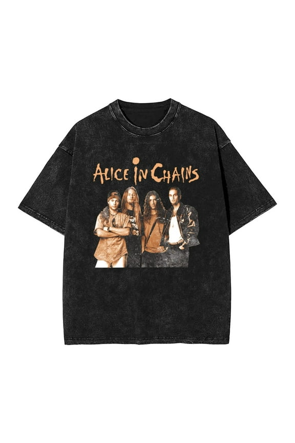 Alice In Chains Men'S Vintage Oversized Short Sleeve Casual T Shirts Loose Tees Top Small