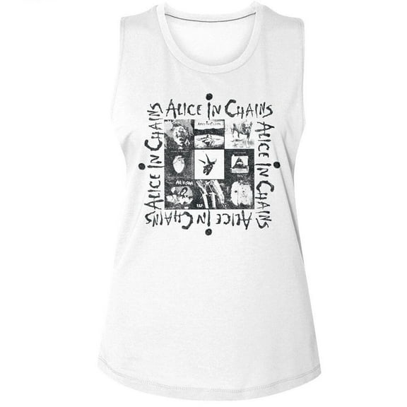Alice In Chains Multi Album Art White Ladies Muscle Tank L