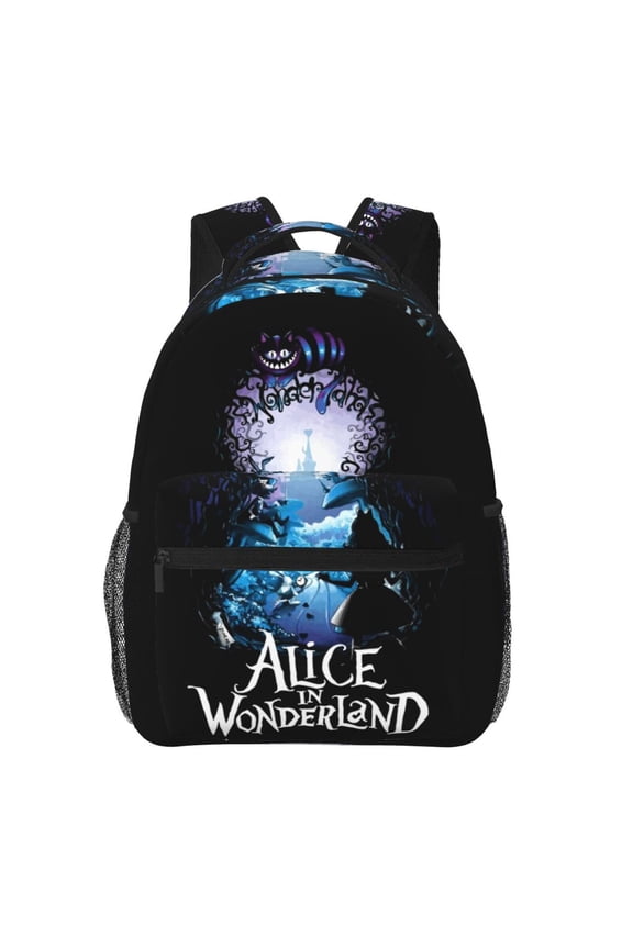 Alice in Wonden-Lan Backpack Cute Cartoon Lightweight Backpacks Portable Outdoor Laptop Bag
