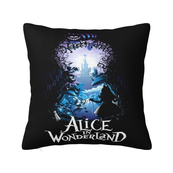 Alice in Wonden-Lan Pillowcase Cartoon Pillow Cover Soft Couch Case Home Decorative Throw Pillow Case for Bed Living Room 12"X12"