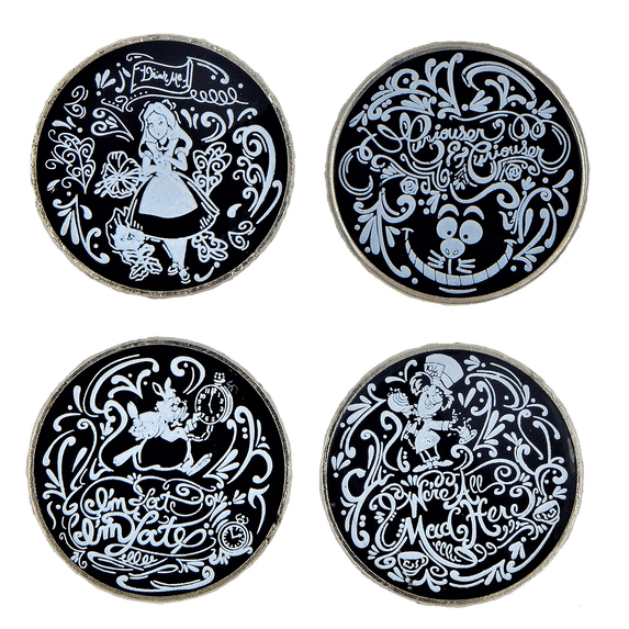 Alice In Wonderland 4 Chalkboard Sketch Disney Parks Trading Pin Set ...