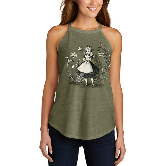 Alice In Wonderland - Alice Sketch - Juniors High Neck Tank Top