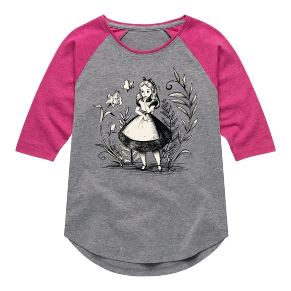 Alice In Wonderland - Alice Sketch - Toddler And Youth Girls Raglan Graphic T-Shirt