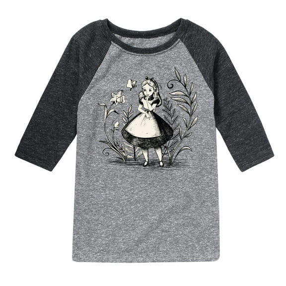 Alice In Wonderland - Alice Sketch - Toddler And Youth Raglan Graphic T-Shirt