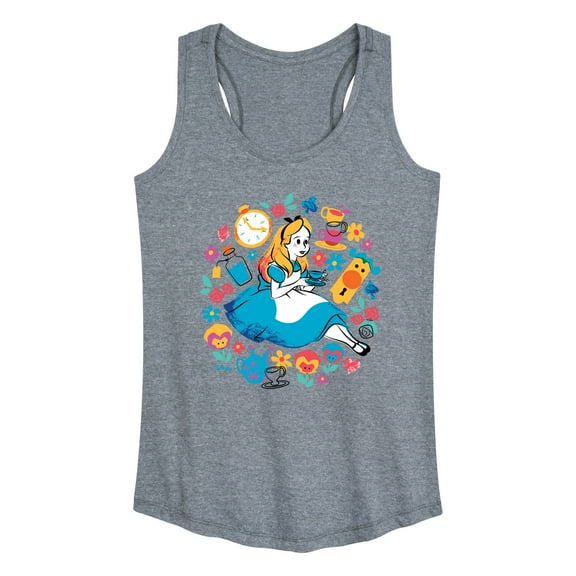 Alice In Wonderland - Alice With Icons - Women's Racerback Tank Top