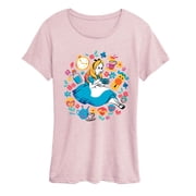 Alice In Wonderland - Alice With Icons - Womens Short Sleeve Graphic T-Shirt
