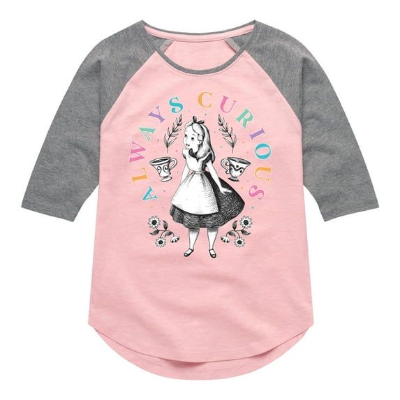 Alice In Wonderland - Always Curious - Toddler And Youth Girls Raglan Graphic T-Shirt