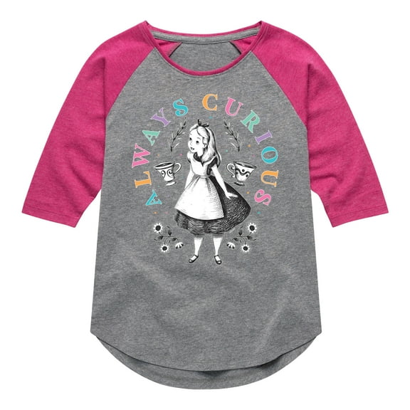 Alice In Wonderland - Always Curious - Toddler And Youth Girls Raglan Graphic T-Shirt