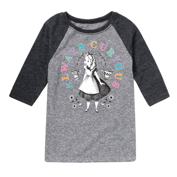 Alice In Wonderland - Always Curious - Toddler And Youth Raglan Graphic T-Shirt