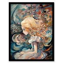 Alice In Wonderland Captured In Prison Whimsical Magical Adventure Painting Art Print Framed Poster Wall Decor 12x16 inch