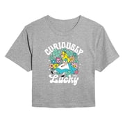 Alice In Wonderland - Curiously Lucky - Juniors Cropped Graphic T-Shirt